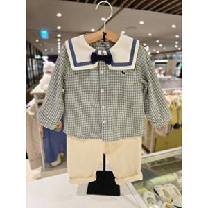 [블루독베이비] 25 FW(민트)빅카라 셔츠형 상하세트(45A1361009) 신생아 출산 백일 돌 선물 조카 유아 아가