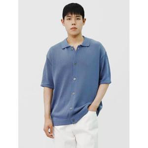 [빌리버스] 남성 카라 린넨 혼방 반팔 니트 가디건 BOP078