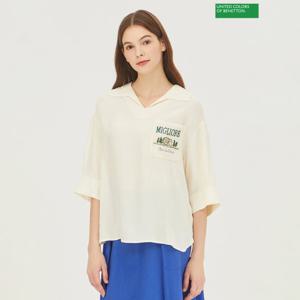 베네통 자수 포켓 블라우스 BABL04341_CR