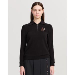 닥스 골프 여성 25FW ONLINE EXCLUSIVE 블랙 로고 포인트 부클 하프 집업 티셔츠 DNTS5D903BK