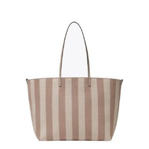FENDI Roll Beige Reversible Tote Bag with Two Top Handles and All-Over Striped Motif in Cotton Woman 8BH425AUPJF1SNP