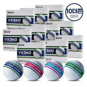 [볼빅] VX360 듀얼컬러 3피스 360도 퍼팅라인 골프공 10더즌(120구) _V