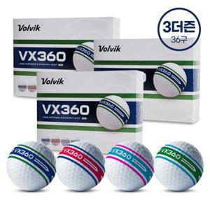 [볼빅] VX360 듀얼컬러 3피스 360도 퍼팅라인 골프공 3더즌 (36구) _V