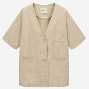 [써스데이아일랜드][여성]플라워 자수 반소매 롱 자켓(T254MJK235W)