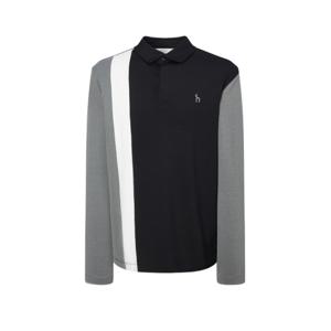 헤지스 골프 남성 24FW 스테디셀러리니어 블럭 긴팔 폴로티셔츠 (BLACK) WPTS4C922BK