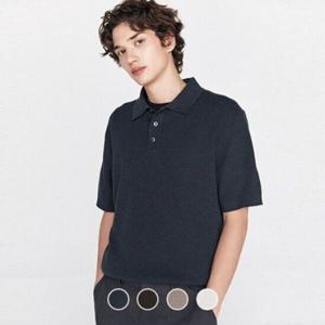 지오다노 055901 레귤러 핏 스티치 반팔 폴로넥 카라 니트 스웨터 01055901