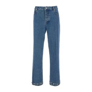 발렌티노 블루 데님 메탈 아이렛 헴 스트레이트 진 7V3DE05P B0
