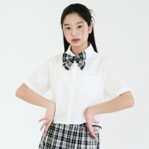 [더데이걸]체크 리본 반팔 블라우스TGBW24301