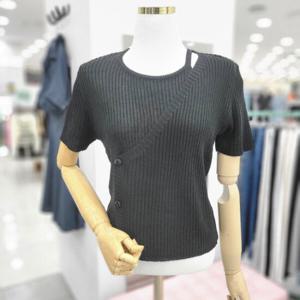 [비지트인뉴욕]언발 쓰리단추 라운드반팔니트티셔츠 VA6GD72i