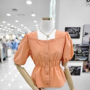 [비지트인뉴욕]스퀘어넥 스모킹 여름블라우스 VA7SS7NK