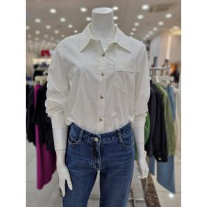 [더아이잗]볼륨 슬리브 코튼 블라우스 IN9BL03600_DJ