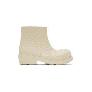 25 FW Bottega Veneta 여성 오프 화이트 파이어맨 앵클 부츠 241798F113000