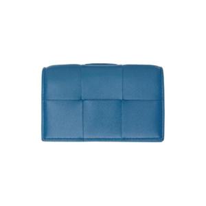 25 FW Bottega Veneta 여성 블루 카세트 카드 지갑 241798F037011