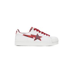 25 FW BAPE 남성 화이트   레드 스컬 스타 스니커즈 232546M237012