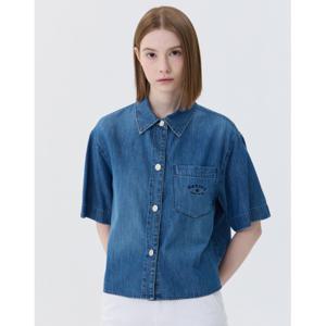 헤지스 여성 24SS 클리어런스스테디셀러블루 워싱 반팔데님셔츠 WSSH4B203B2