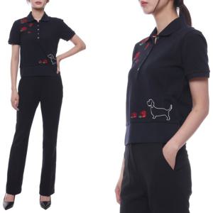 [톰브라운] 24FW 여성 헥터 앤 로즈 자수 폴로 반팔티셔츠 (FJP096E 00050 415 24F)