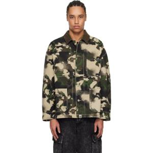 25 FW BAPE 남성 그린 맵 카모 워크 재킷 251546M180009