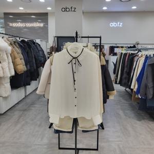 [ab.f.z]AFZ5HB31/봄 넥 셔링 리본 포인트 블라우스