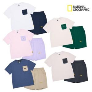 내셔널지오그래픽키즈  (K252UPB010) 포켓 5부 라운지 남매룩 트레이닝 상하 세트