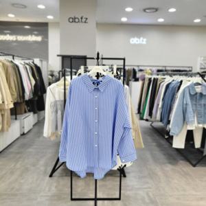 [ab.f.z]AFZ1NB34/스트라이프 넥 리본 포인트 멋쟁이 롱 셔츠
