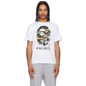 25 SS BAPE 남성 화이트 퍼스트 카모 크레이지 바이 베이딩 에이프 티셔츠 251546M213150