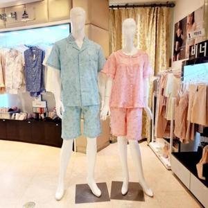 비너스 VPA4535M 커플 잔꽃나염 반팔 반바지 잠옷세트