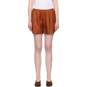 25 FW 토템 여성 오렌지 모노그램 실크 PJ 쇼츠 252771F088002