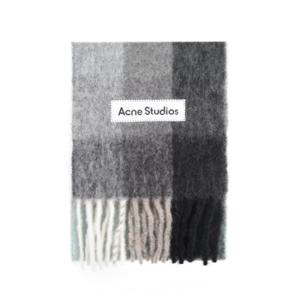 아크네스튜디오 CA0084 GREEN/GREY/BLACK (BO8) 모헤어 체크 울 알파카 프린지 머플러