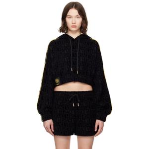 25 SS 베르사체 여성 블랙 아이 러브 바로크 크롭 후드티 252404F097001