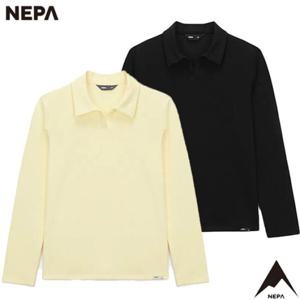 네파[택가 89.000원](7K25240) 여성 봄여름 캐주얼 오픈넥 골지 긴팔 폴로티 카라티셔츠