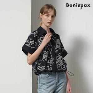 [보니스팍스(여성의류)]오버핏 플라워 자수 카라 코튼 셔츠 (XP2BA051L0)