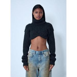 25 FW 아크네 여성 Cropped High Neck Sweater acn0258002gry