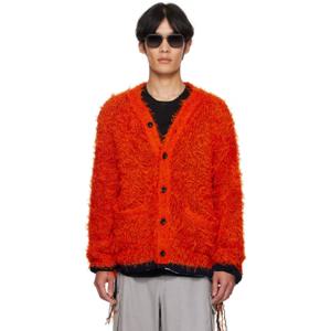 25 FW 사카이 남성 오렌지 퍼리 니트 가디건 252445M200001
