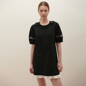 [SATIN] 리본 포인트 밑단 플리츠 원피스 O253T663