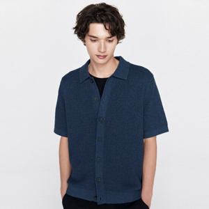 [지오다노] 남자 크로쉐 반팔 카라 니트 가디건 055904