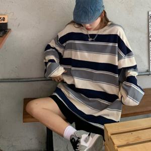 [샵앤][샵앤] 여성 라운드 단가라 박스 긴팔티 WDMS-WSH-TS14498