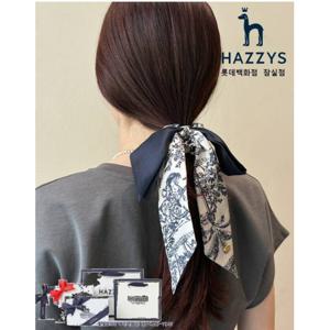 [헤지스ACC][선물포장]HIJE4F011N2_Toile de Jouy 여성 네이비 실크  리본 헤어슈슈