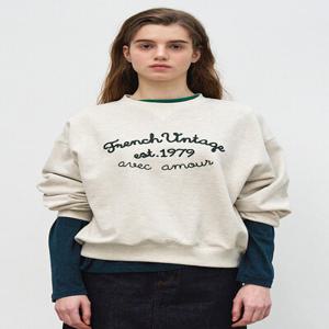 FRENCH EMBROIDERY LOGO SWEATSHIRT - OATMEAL