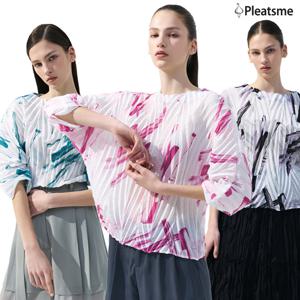 플리츠미 25SS 아트웍 웨이브 블라우스 1종