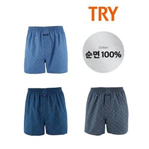 [트라이]남성트렁크팬티 면트렁크 남사각팬티 3매입 선물 세트 큰사이즈 120 까지