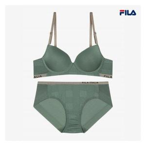 [휠라 언더웨어][휠라] 트렌디 엠보 노와이어 브라 그린올리브 세트 (FI4BAF6681F_SKU)