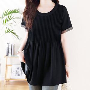 [블랙퀸] 티메론 빅사이즈 시스루소매 주름 블라우스 blk003686
