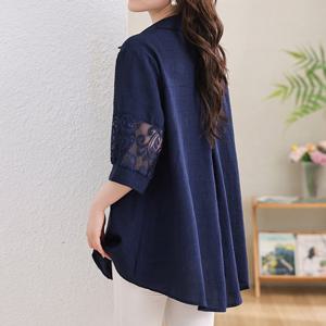 [블랙퀸] 델피아 레이스소매 빅사이즈 블라우스 blk003694