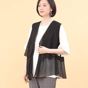 [애비뉴투지]엄마옷 리듬 드레이프 이중 쉬폰 시스루 여성 여름 하프 조끼 V05342 50대 60대 중년여성