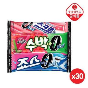 갤러리아_[롯데] 0 칼로리 아이스 바 30개(수박 10,스크류 10,죠스 10)