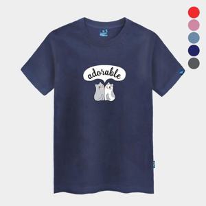 [진마니아]고양이커플 라운드반팔티 남녀공용 빅사이즈 S~4XL 박스티 면티 단체티 티셔츠