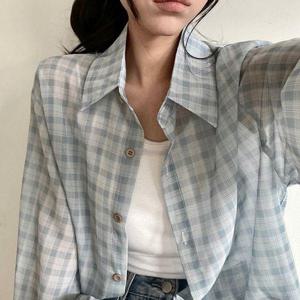 [라이니]빈티지 체크 카라 루즈핏 여름셔츠 to-2458c