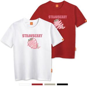 엘라모 딸기 반팔 티셔츠 남녀공용 빅사이즈 S~4XL