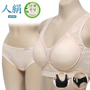 시원한 자연섬유 인견속옷 노와이어 쟈가드 몰드브라 팬티세트