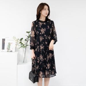 여성 엄마옷 플라워 쉬폰 플리츠 원피스 OP402148 중년여성의류/50대/60대/마담/빅사이즈/할머니옷